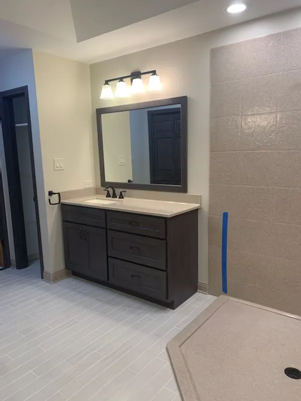 Finished bathroom vanity and cabinetry, an Excel install in Chicagoland's south suburbs