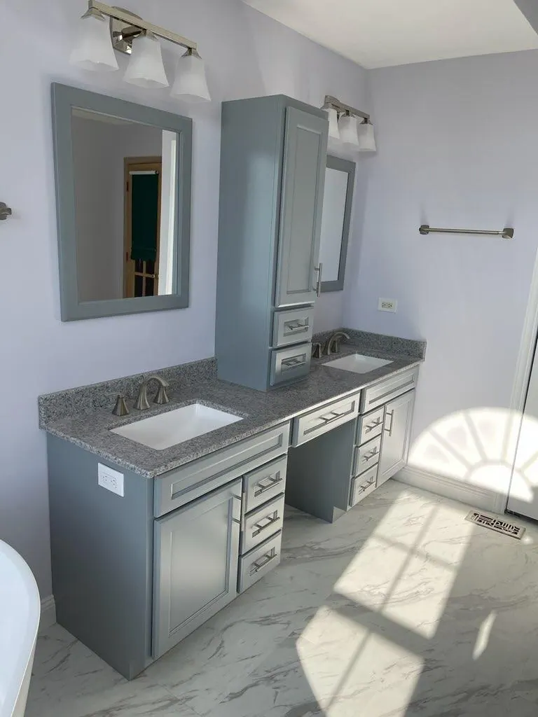 Finished bathroom vanity and cabinetry, an Excel install in Chicagoland's south suburbs