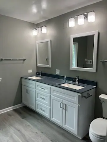 Finished bathroom vanity and cabinetry, an Excel install in Chicagoland's south suburbs