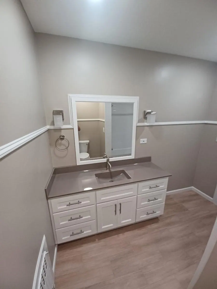 Finished bathroom vanity and cabinetry, an Excel install in Chicagoland's south suburbs
