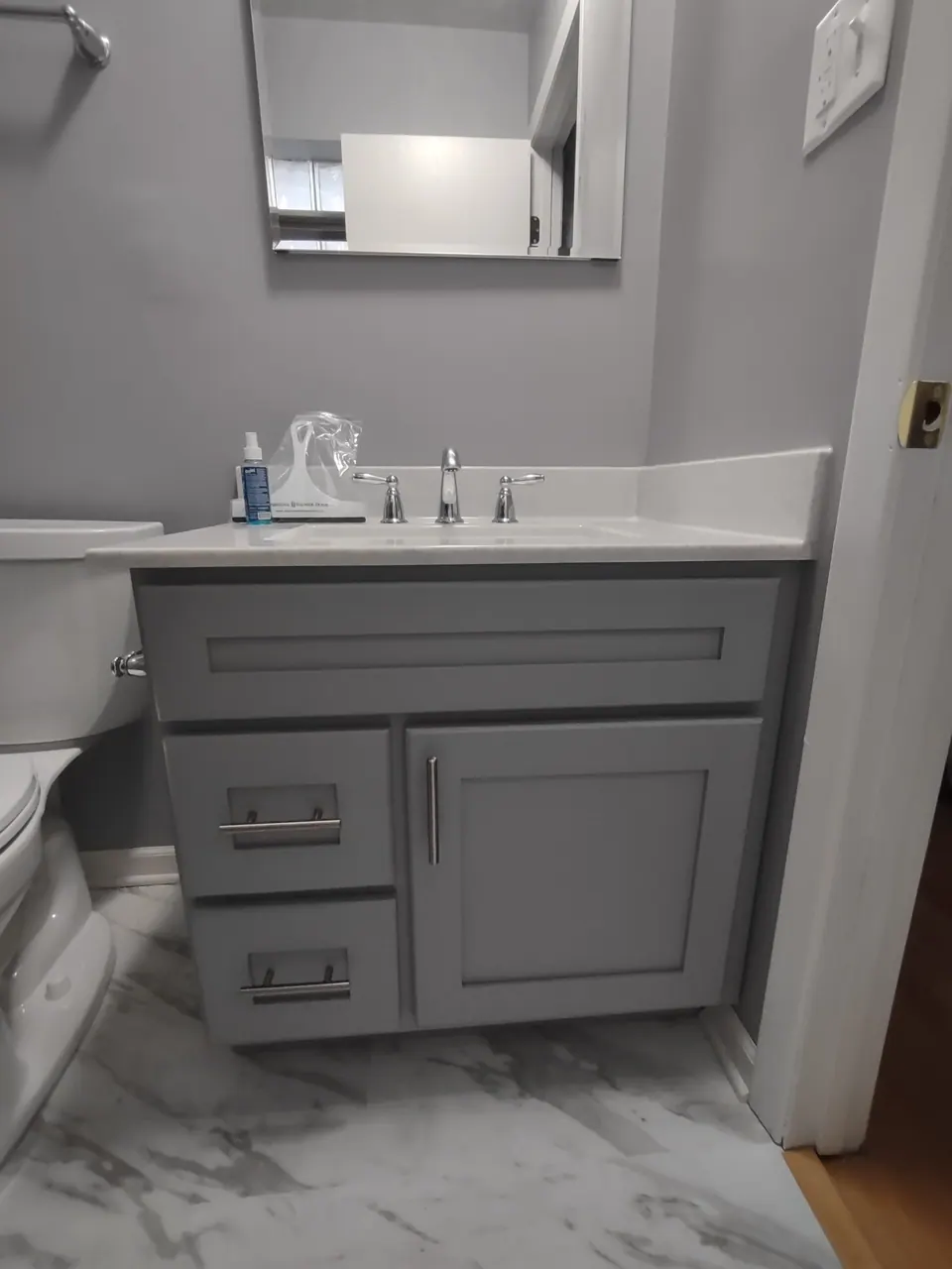 Finished bathroom vanity and cabinetry, an Excel install in Chicagoland's south suburbs