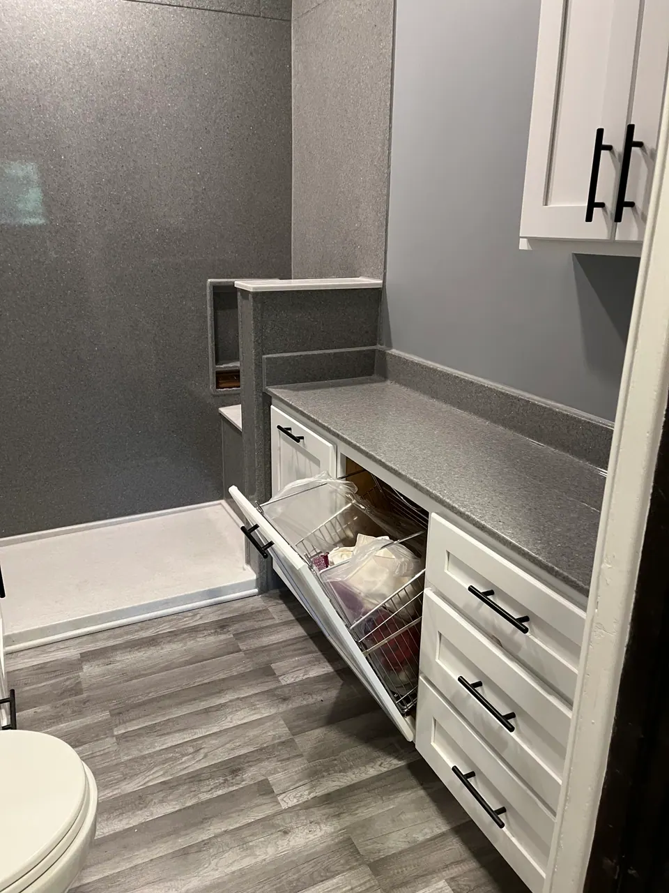 Finished bathroom vanity and cabinetry, an Excel install in Chicagoland's south suburbs