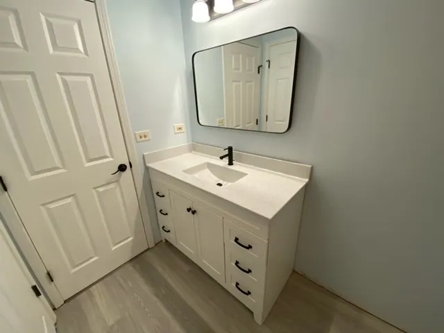 Finished bathroom vanity and cabinetry, an Excel install in Chicagoland's south suburbs