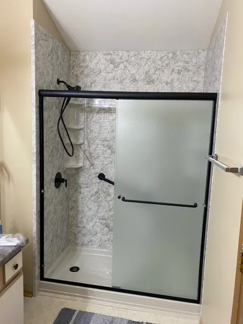 Finished walk-in shower, an Excel install in Chicagoland's south suburbs