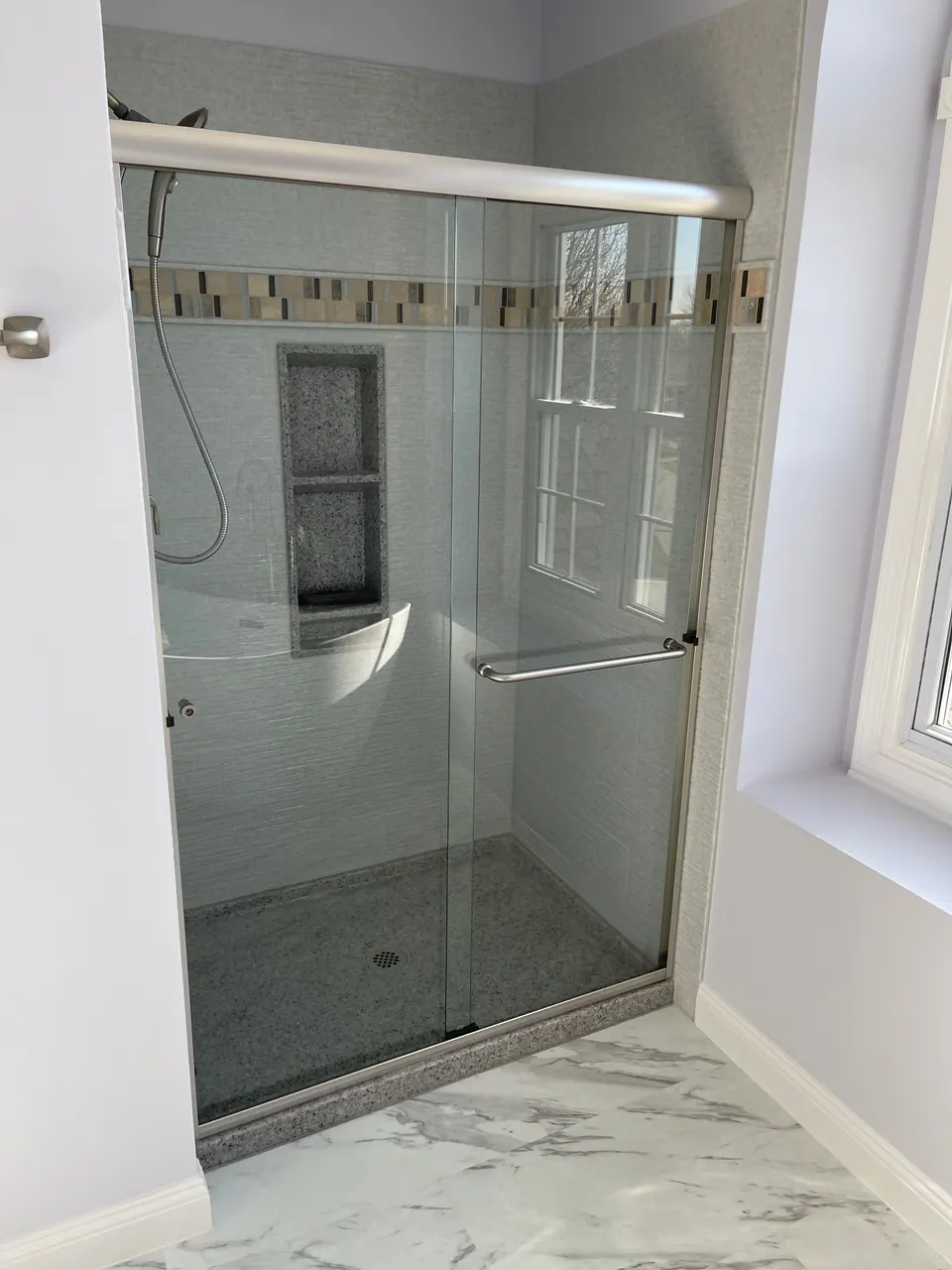 Finished walk-in shower, an Excel install in Chicagoland's south suburbs
