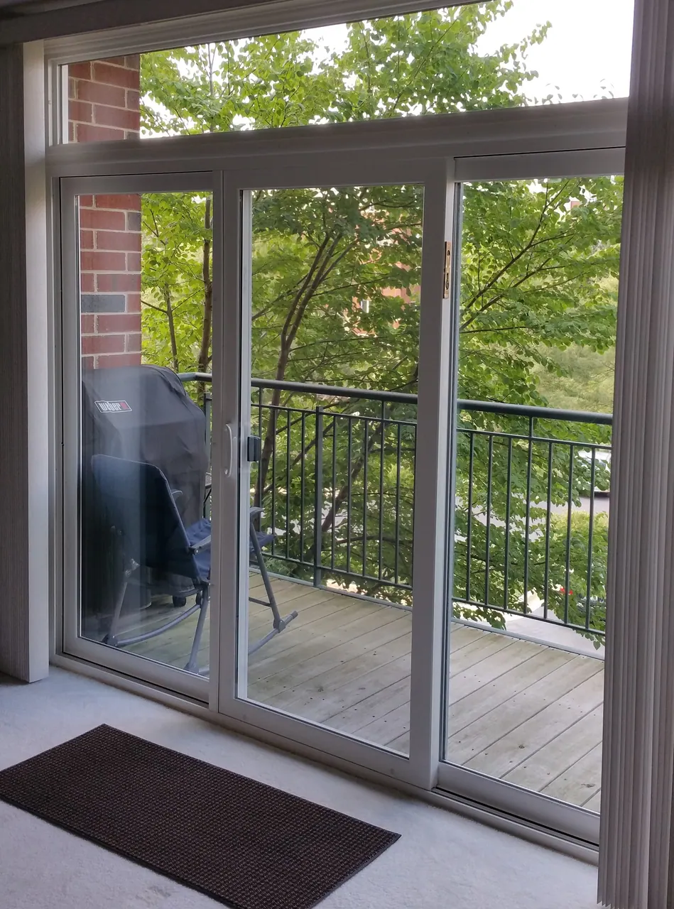 Sliding patio door opening to the backyard, Chicagoland