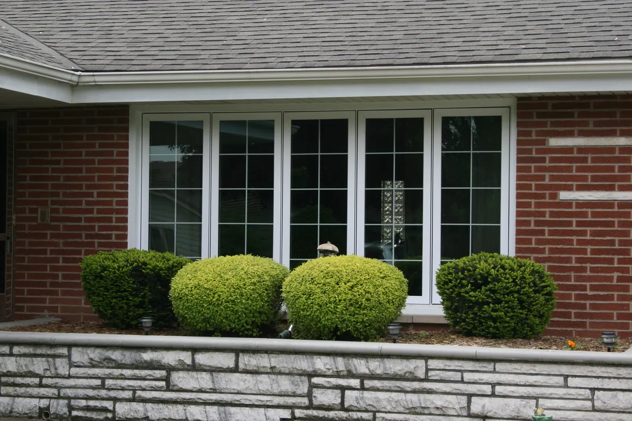 Replacement double-hung windows with white frames on a south-suburb home