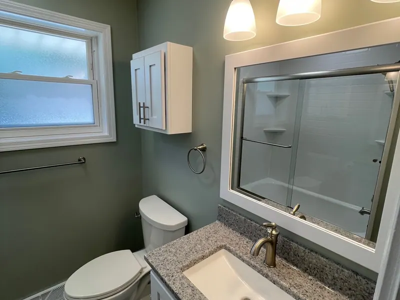Finished full bathroom remodel with a walk-in shower and vanity, an Excel install in the south suburbs
