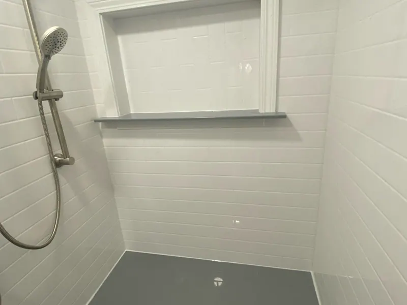 Finished remodeled bathroom with a corner jetted tub and a vanity, an Excel install in the south suburbs